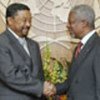 Kofi Annan (R) and 59th GA President Jean Ping