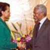 Kofi Annan meets with Dr. Condoleezza Rice (file)