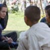 Jolie with Afghan refugee children