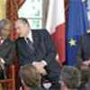 (L to R) Kofi Annan, Jacques Chirac and Tony  Blair