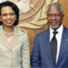 Annan (R)  with US Secretary of State Condoleezza Rice