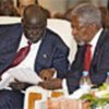 Annan (R) with John Garang during recent Sudan visit