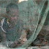 Girl under insecticide treated mosquito net