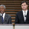 Annan and Prime Minister Balkenende brief the press