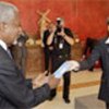 Annan is presented watch by Foreign Minister Calmy-Rey