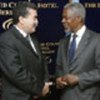 Annan (R) with Israeli Defence Minister, Amir Peretz