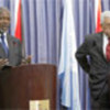Annan and President Abbas at press conference