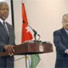 Annan (L) and Foreign Minister Abdul Elah al-Khatib