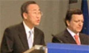 UN Secretary-General António Guterres speaks at a podium during a UN Security Council meeting in New York.