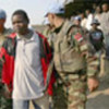 Peacekeepers provide security at the trial