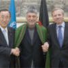 Ban Ki-moon, Hamid Karzai and Jaap de Hoop Scheffer