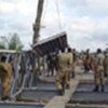 Pakistani military engineers at work on bridge