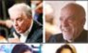 A collage of five individuals in a formal setting, appearing to be leaders or officials engaged in discussion.