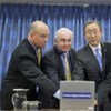 Ban Ki-moon, Dervis, Jones, Dominguez at launch of MDG Monitor