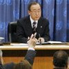 UN Secretary General Ban Ki-moon holds first press conference for 2008