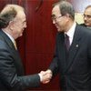Le Secrétaire général Ban Ki-moon (à droite) rencontre le Haut représentant de l'ONU pour l'Alliance des civilisations, Jorge Sampaio. (janvier 2008)