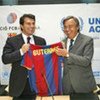 FC Barcelona President Joan Laporta and High Commissioner António Guterres