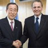 El Secretario General de la ONU con el ex presidente del COI, Jazques Rogge   Foto archivo