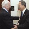Secretary-General Ban Ki-moon and Representative Tom Lantos (file photo)