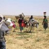 Un groupe de réfugiés soudanais arrive au Tchad après avoir échappé à des attaques au Darfour (février 2008).