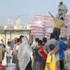 Des sacs de farine livrés dans un centre de distribution de l'UNRWA, à Beach Camp (Gaza) en mars 2008.