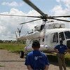 WFP chartered Mi8 helicopter to deliver emergency food rations to flood victims