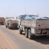 Des camions du Programme alimentaire mondial (PAM) au Soudan.