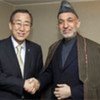 Secretary-General Ban Ki-moon and Afghan President Hamid Karzai in January 2008