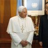 Secretary-General Ban Ki-moon (right) welcomes His Holiness Pope Benedict XVI