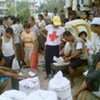 Food aid being distributed to the affected population.