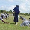 Primary school pupils planting trees at a Wilderness Education Centre in Kenya