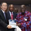 Secretary-General Ban Ki-moon is presented with the Report of the Commission on HIV and AIDS and Governance in Africa