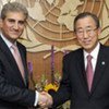 Secretary-General Ban Ki-moon with Pakistan's Foreign Minister  Makhdoom Shah Mehmood Qureshi