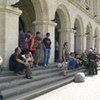 Displaced people wait to register in Gori at UNHCR office