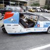 Secretary-Genetral Ban-Ki moon being driven to work by Solartaxi