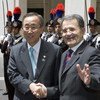 L'ex-chef de gouvernement italien Romano Prodi (à droite) avec le Secrétaire général de l'ONU, Ban Ki-moon.