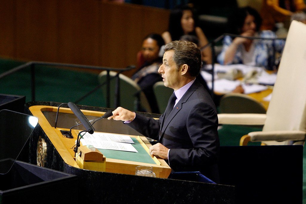 President Nicolas Sarkozy of France addresses the General Assembly