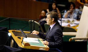 President Nicolas Sarkozy of France addresses the General Assembly