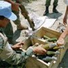 Mortar rounds being collected which are slated for destruction