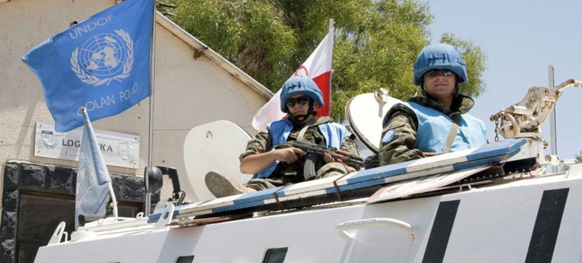 UNDOF peacekeepers on patrol in the Golan Heights.