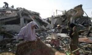 Scene of destruction at Rafah in the southern Gaza Strip