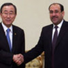 Le Secrétaire général Ban Ki-moon avec le Premier ministre iraquien Nouri al-Maliki à Bagdad.