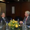 Under-Secretary-General for Humanitarian Affairs John Holmes (right) in talks with President Álvaro Uribe Vélez of Colombia