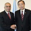 Secretary-General Ban Ki-moon (right) with Palestinian Prime Minister Salam Fayad