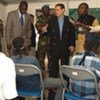 MONUC head Alan Doss (third right) addresses a group of demobilized children in Goma, North Kivu