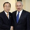 Secretary-General Ban Ki-moon (left) meets with Benjamin Netanyahu at the World Economic Forum