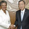 Secretary-General Ban Ki-moon and Prime Minister Michèle Duvivier Pierre-Louis of Haiti