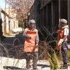 The Ledra Street crossing point in Cyprus gets checked for unexploded ordnance