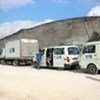 A UN convoy delayed at an Israeli checkpoint