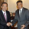 Secretary -General Ban Ki-moon, (left) meets Lee Hsien Loong, Prime Minister of Singapore